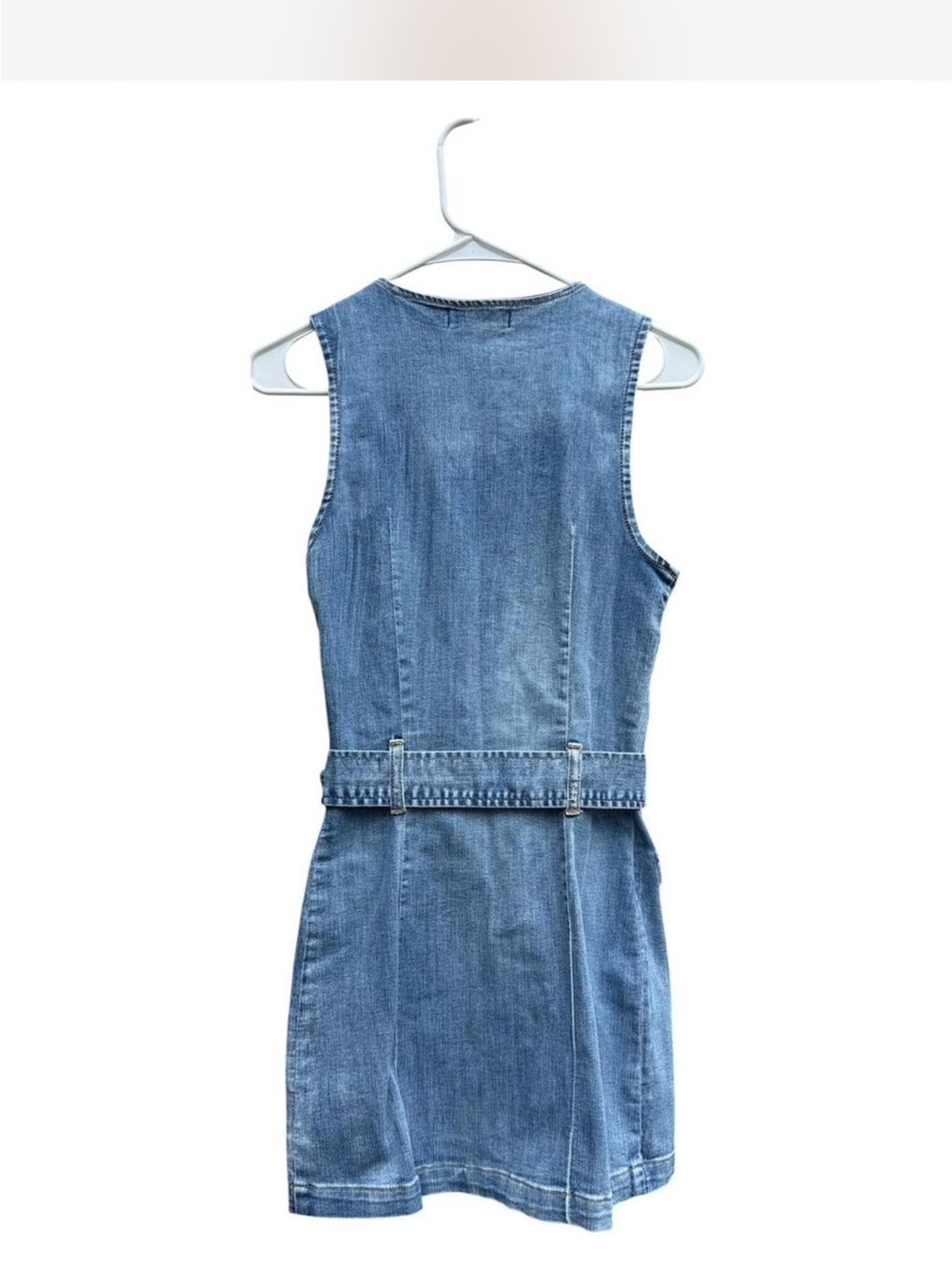Rewash Blue Denim Zip-Front Belted Mini Dress - Picture 3 of 5